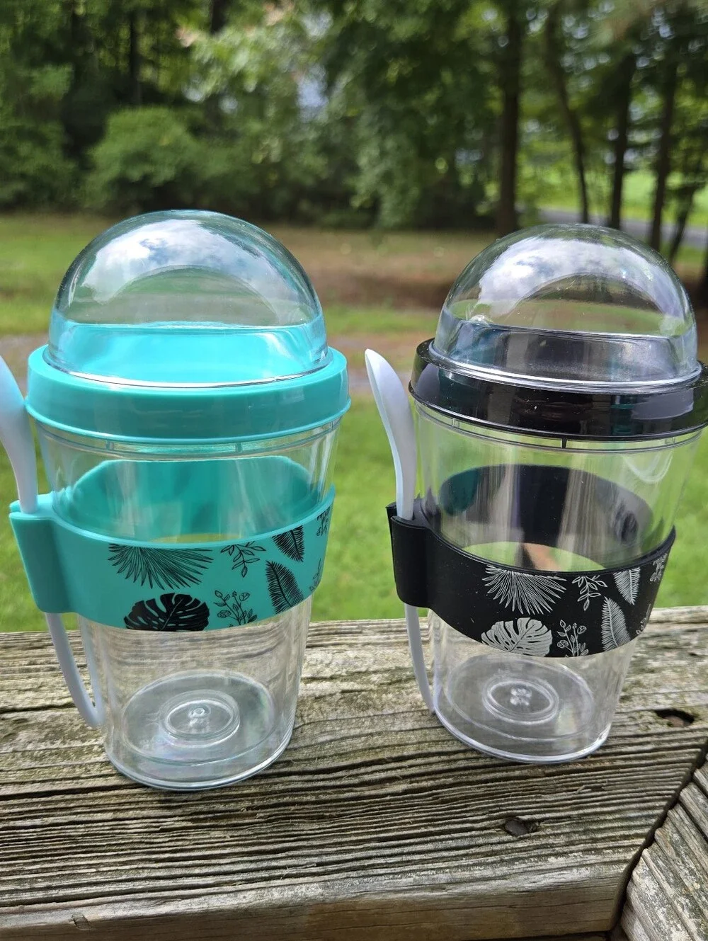 Teal Parfait Cups with Lid & Spoon - Set of 4